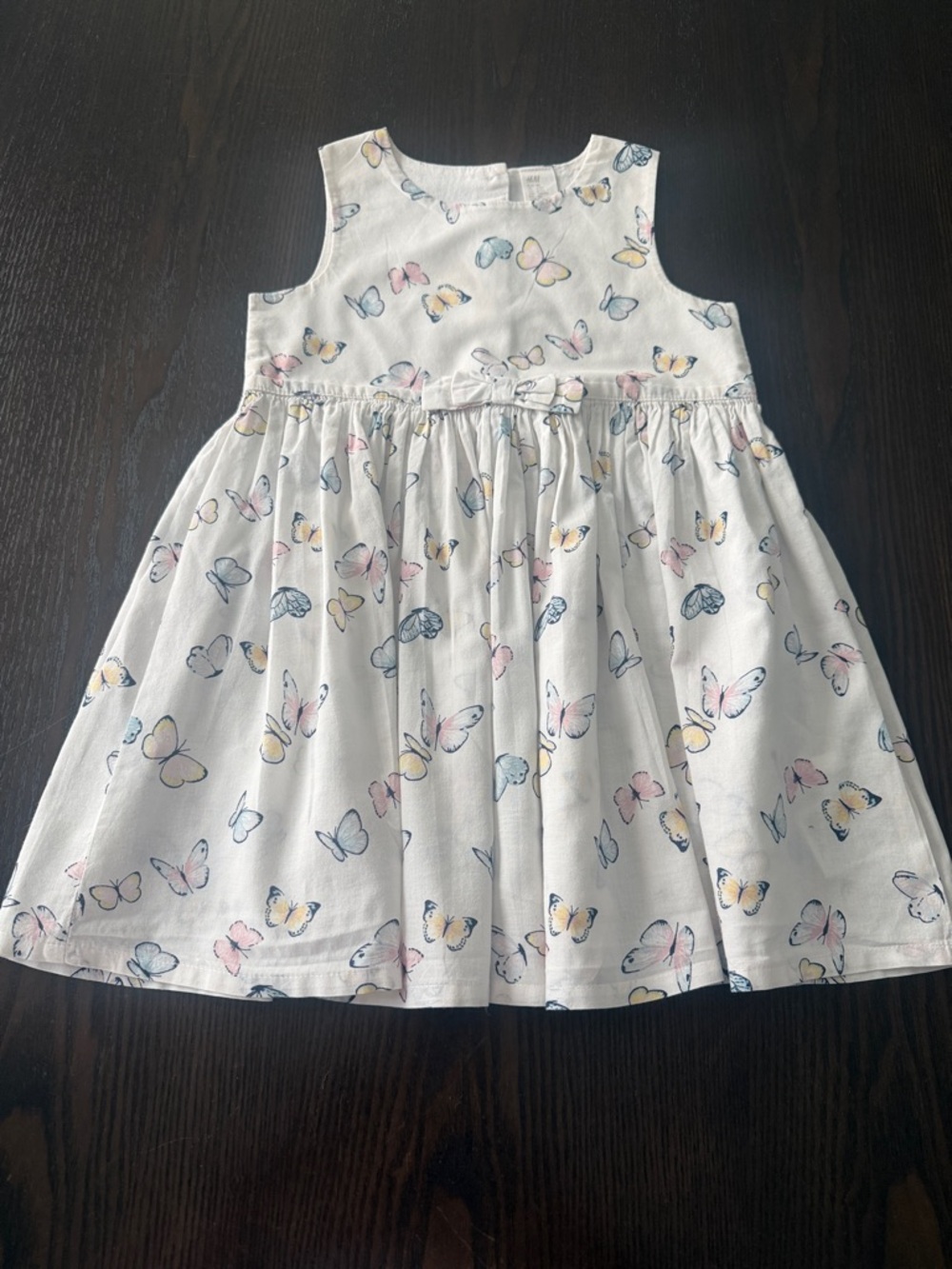 H&M White Dress with Pink, Blue and Yellow Butterfly Print